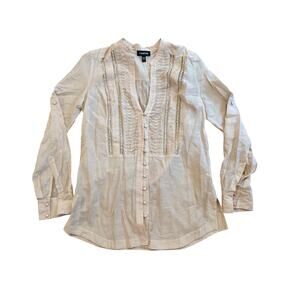 New Bebe Vintage Y2K Cream Peasant Like Style Long Sleeve Tunic w/Lace Bodice M